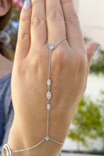 Load image into Gallery viewer, Finger Bracelet Moissanites Ring Bracelet Set In 14k Solid White Gold Hand Chain Bracelet Marquee Shape Links Chain Bracelet Gift 0.85ctw