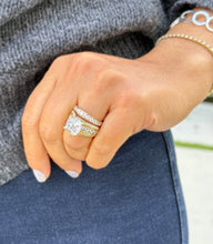 Load image into Gallery viewer, Cushion And Round Cut Sides Diamond Engagement Ring And Band Set In IGI Certified 14K Solid Yellow Gold Hiden Halo Wedding Bridal Ring 7.50