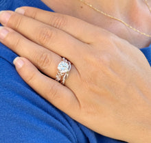 Load image into Gallery viewer, Round Cut Moissanite and Sides Cvd Round And Marquise Diamonds Engagement Ring And Band Wedding Set leaf design 14k Rose Gold 2.90ctw