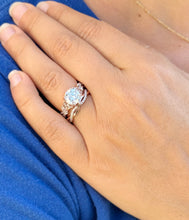 Load image into Gallery viewer, Round Cut Moissanite and Sides Cvd Round And Marquise Diamonds Engagement Ring And Band Wedding Set leaf design 14k Rose Gold 2.90ctw