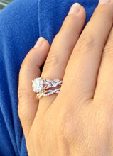 Load image into Gallery viewer, Round Cut Moissanite and Sides Cvd Round And Marquise Diamonds Engagement Ring And Band Wedding Set leaf design 14k Rose Gold 2.90ctw