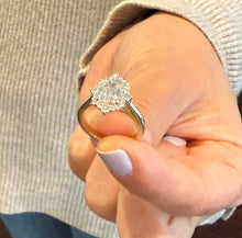 Load image into Gallery viewer, Emerald Cut Moissanite Center And Round Cut Sides Engagement Ring Halo Style Bridal Ring In 14k Solid Yellow Gold Wedding Ring For Her 2.90