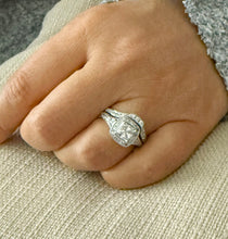 Load image into Gallery viewer, Princess Cut And Round Cut Sides Diamond Engagement Ring And Matching Band Wedding Ring Set IGI Certified 14k Solid White Gold 2.50ctw