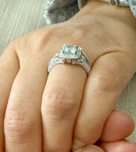 Load image into Gallery viewer, Princess Cut And Round Cut Sides Diamond Engagement Ring And Matching Band Wedding Ring Set IGI Certified 14k Solid White Gold 2.50ctw