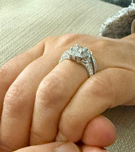 Load image into Gallery viewer, Princess Cut And Round Cut Sides Diamond Engagement Ring And Matching Band Wedding Ring Set IGI Certified 14k Solid White Gold 2.50ctw