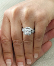 Load image into Gallery viewer, Princess Cut And Round Cut Sides Diamond Engagement Ring And Matching Band Wedding Ring Set IGI Certified 14k Solid White Gold 2.50ctw