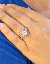 Load image into Gallery viewer, Round And Marquise Cut Moissanite and Sides Cvd Round And Marquise Diamonds Engagement Ring leaf design 14k Rose Gold 2.90ctw
