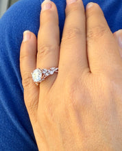 Load image into Gallery viewer, Round And Marquise Cut Moissanite and Sides Cvd Round And Marquise Diamonds Engagement Ring leaf design 14k Rose Gold 2.90ctw