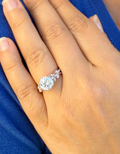 Load image into Gallery viewer, Round And Marquise Cut Moissanite and Sides Cvd Round And Marquise Diamonds Engagement Ring leaf design 14k Rose Gold 2.90ctw