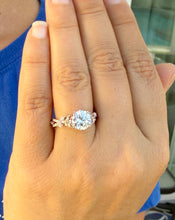 Load image into Gallery viewer, Round And Marquise Cut Moissanite and Sides Cvd Round And Marquise Diamonds Engagement Ring leaf design 14k Rose Gold 2.90ctw
