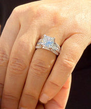 Load image into Gallery viewer, Cushion Cut And Round Cut Sides Diamond Engagement Ring IGI Certified 14k Solid White Gold Hidden Halo Wedding Ring Bridal Ring 5.50 G-VS2