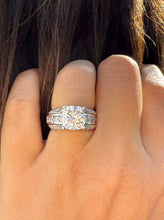 Load image into Gallery viewer, Cushion Cut And Round Cut Sides Diamond Engagement Ring IGI Certified 14k Solid White Gold Hidden Halo Wedding Ring Bridal Ring 5.50 G-VS2