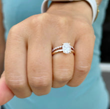 Load image into Gallery viewer, Cushion Cut And Round Cut Sides Diamond IGI Certified Engagement Ring And Matching Band 14k Solid Rose Gold Halo Wedding Ring 3.20ctw G-VS2