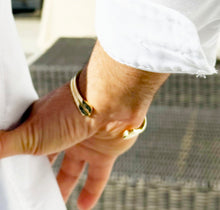 Load image into Gallery viewer, Men's Cuff Bangle 14K or 18K Solid and Very Heavy White Gold or Yellow Gold or Rose Gold 6mm Width Tapers Up Design High Polish Finish