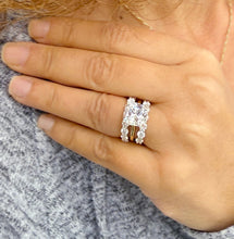 Load image into Gallery viewer, Cushion Cut Moissanite And Round Cut Sides Engagement Ring And Matching Band Set In 14k Solid Yellow And White Gold Wedding Bridal Set 6.00ctw