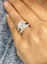 Load image into Gallery viewer, Cushion Cut Moissanite And Round Cut Sides Engagement Ring And Matching Band Set In 14k Solid Yellow And White Gold Wedding Bridal Set 6.00ctw