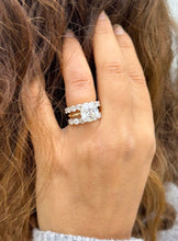 Load image into Gallery viewer, Cushion Cut Moissanite And Round Cut Sides Engagement Ring And Matching Band Set In 14k Solid Yellow And White Gold Wedding Bridal Set 6.00ctw