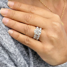 Load image into Gallery viewer, Elongated Cushion Cut Moissanite And Round Cut Sides Engagement Ring And Two Matching Bands Set In 14k Yellow Gold Wedding Bridal Set 7.00ct