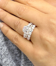 Load image into Gallery viewer, Elongated Cushion Cut Moissanite And Round Cut Sides Engagement Ring And Two Matching Bands Set In 14k Yellow Gold Wedding Bridal Set 7.00ct