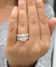 Load image into Gallery viewer, Elongated Cushion Cut Moissanite And Round Cut Sides Engagement Ring And Two Matching Bands Set In 14k Yellow Gold Wedding Bridal Set 7.00ct