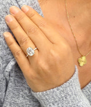 Load image into Gallery viewer, Cushion Cut Moissanite And Round Cut Sides Engagement Ring 14K Solid Yellow Gold Four Prong set Wedding Ring Four Prong Set Bridal Ring 5.25