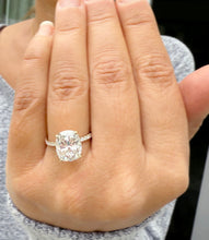 Load image into Gallery viewer, Cushion Cut Moissanite And Round Cut Sides Engagement Ring 14K Solid Yellow Gold Four Prong set Wedding Ring Four Prong Set Bridal Ring 5.25