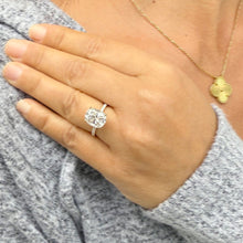 Load image into Gallery viewer, Cushion Cut Moissanite And Round Cut Sides Engagement Ring 14K Solid Yellow Gold Four Prong set Wedding Ring Four Prong Set Bridal Ring 5.25