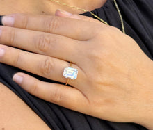 Load image into Gallery viewer, Emerald Cut Moissanite Solitaire Ring Set In 14K Solid And Heavy Yellow Gold Wedding Ring Four Prong Set Bridal Ring Minimalist For Her 5.00
