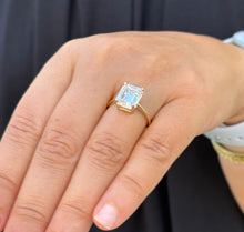 Load image into Gallery viewer, Emerald Cut Moissanite Solitaire Ring Set In 14K Solid And Heavy Yellow Gold Wedding Ring Four Prong Set Bridal Ring Minimalist For Her 5.00