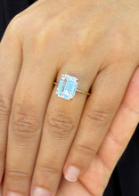 Load image into Gallery viewer, Emerald Cut Moissanite Solitaire Ring Set In 14K Solid And Heavy Yellow Gold Wedding Ring Four Prong Set Bridal Ring Minimalist For Her 5.00