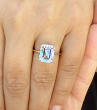 Load image into Gallery viewer, Emerald Cut Moissanite Solitaire Ring Set In 14K Solid And Heavy Yellow Gold Wedding Ring Four Prong Set Bridal Ring Minimalist For Her 5.00