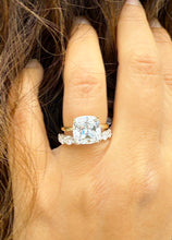 Load image into Gallery viewer, Cushion Cut And Round Cut Sides Diamond Engagement Ring And Matching Band IGI Certified 14K Solid Yellow Gold Wedding Bridal Ring Set 5.00ct