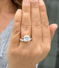 Load image into Gallery viewer, Cushion Cut And Round Cut Sides Diamond Engagement Ring And Matching Band IGI Certified 14K Solid Yellow Gold Wedding Bridal Ring Set 5.00ct