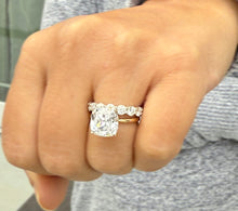 Load image into Gallery viewer, Cushion Cut And Round Cut Sides Diamond Engagement Ring And Matching Band IGI Certified 14K Solid Yellow Gold Wedding Bridal Ring Set 5.00ct