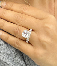 Load image into Gallery viewer, Cushion Cut And Round Cut Sides Diamond Engagement Ring And Matching Band IGI Certified 14K Solid Yellow Gold Wedding Bridal Ring Set 5.00ct