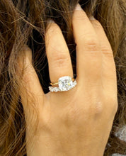 Load image into Gallery viewer, Cushion Cut And Round Cut Sides Diamond Engagement Ring And Matching Band IGI Certified 14K Solid Yellow Gold Wedding Bridal Ring Set 5.00ct