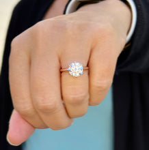 Load image into Gallery viewer, Round Cut Moissanite Engagement Ring Solitaire Bridal Ring 14k Solid Rose Gold Wedding Ring Six prong set Moissanite Solitaire 3.00ct