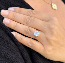 Load image into Gallery viewer, Round Cut Moissanite Engagement Ring Solitaire Bridal Ring 14k Solid Rose Gold Wedding Ring Six prong set Moissanite Solitaire 3.00ct