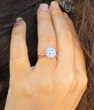 Load image into Gallery viewer, Round Cut Moissanite Engagement Ring Solitaire Bridal Ring 14k Solid Rose Gold Wedding Ring Six prong set Moissanite Solitaire 3.00ct