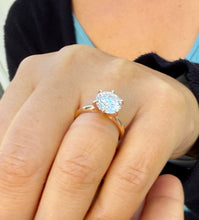 Load image into Gallery viewer, Round Cut Moissanite Engagement Ring Solitaire Bridal Ring 14k Solid Rose Gold Wedding Ring Six prong set Moissanite Solitaire 3.00ct