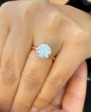 Load image into Gallery viewer, Round Cut Moissanite Engagement Ring Solitaire Bridal Ring 14k Solid Rose Gold Wedding Ring Six prong set Moissanite Solitaire 3.00ct