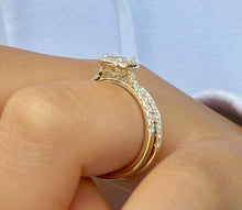 Load image into Gallery viewer, Emerald Cut And Round Cut IGI Certified Diamond Engagement Ring And Matching Band Bridal Set In 14k Solid Yellow Gold Wedding Set 1.80ctw