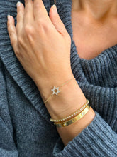 Load image into Gallery viewer, Star of David CVD Diamond Bracelet 14k Solid Yellow Gold Hand Chain Delicate Diamond David Star Bracelet Diamond Bracelet Minimalist 0.30ctw