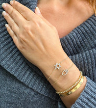 Load image into Gallery viewer, Star of David CVD Diamond Bracelet 14k Solid Yellow Gold Hand Chain Delicate Diamond David Star Bracelet Diamond Bracelet Minimalist 0.30ctw
