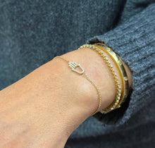 Load image into Gallery viewer, Hamsa Bracelet CVD Diamond Bracelet 14k Solid Yellow Gold Hand Chain Delicate Diamond Hamsa Bracelet Diamond Bracelet Minimalist 0.20ctw
