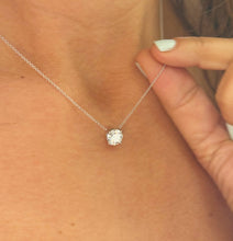 Load image into Gallery viewer, Round Cut Moissanite Pendant And Chain Solitaire Minimalist Dainty Style 14k Solid White Gold Necklace And Chain Wedding Gift For Her 1.50ct