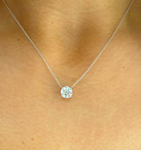 Load image into Gallery viewer, Round Cut Moissanite Pendant And Chain Solitaire Minimalist Dainty Style 14k Solid White Gold Necklace And Chain Wedding Gift For Her 1.50ct