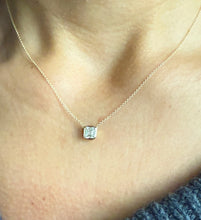 Load image into Gallery viewer, Asscher Cut Diamond Bezel Set Solitaire Necklace and Chain IGI Certified 14k Solid Yellow Gold Pendant And Chain Bridal Wedding Gift 1.00ct