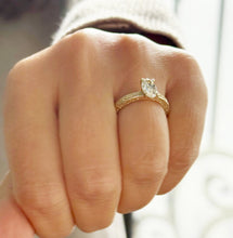 Load image into Gallery viewer, Oval Shape Diamond And Round Sides Engagement Ring IGI Certified 14k Solid Yellow Gold Bridal Ring Wedding Ring Deco Antique Style 1.00ct