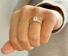 Load image into Gallery viewer, Oval Shape Diamond And Round Sides Engagement Ring IGI Certified 14k Solid Yellow Gold Bridal Ring Wedding Ring Deco Antique Style 1.00ct